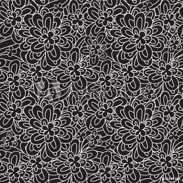 black and white floral seamless pattern - 900461517