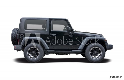 Black Jeep side view isolated on white - 901153197