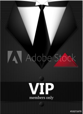 Black suit with vip sticker