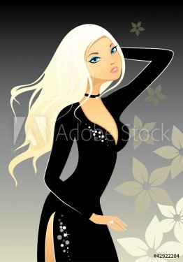 Blonde in black dress