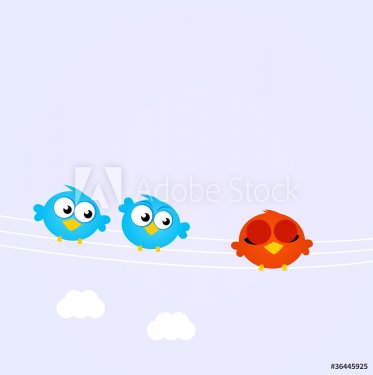 Blue Birds in line with the diverse red one.. - 900706066