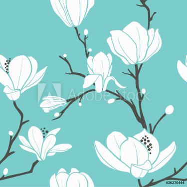 blue magnolia pattern - 900461439
