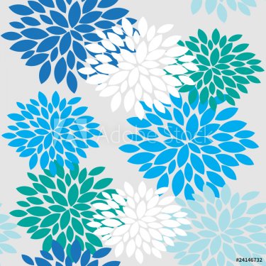 Blue seamless floral pattern - 900465850