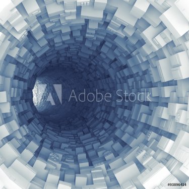 Blue tunnel with technological extruded segments - 901151267