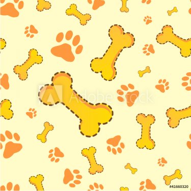 Bone and paw dog texture in yellow color