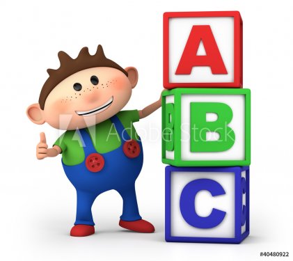 boy with ABC blocks - 900452503