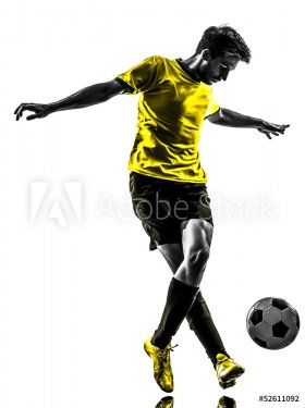 brazilian soccer football player young man dribbling silhouette - 901141894