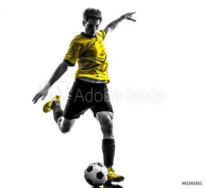 brazilian soccer football player young man kicking silhouette - 901141892