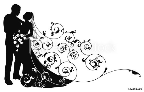 Bride and groom background pattern silhouette - 900662201