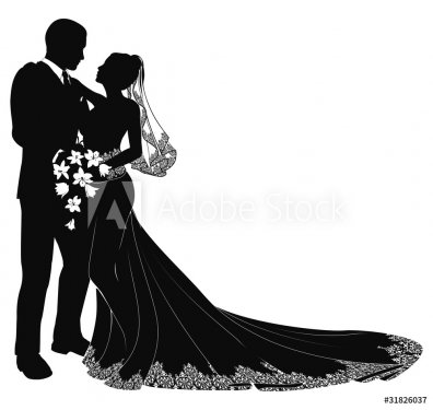 Bride and groom silhouette - 900537012