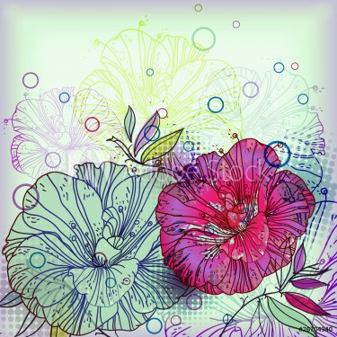 bright background with fantasy flowers