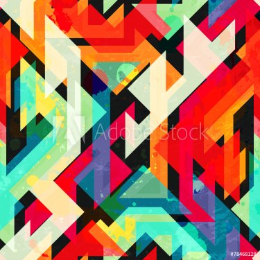 bright geometric seamless pattern with grunge effect - 901144716