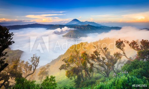 Bromo vocalno at sunrise, East Java, , Indonesia