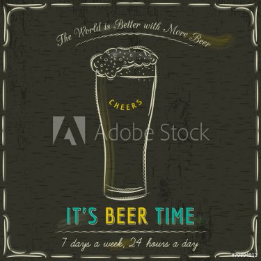 Brown blackboard with cold mugs of beer and text - 901147352