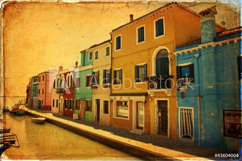 Burano, Venice - old paper - old card - 900572829