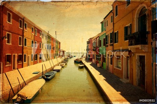 Burano, Venice - old paper - old card - 900572833