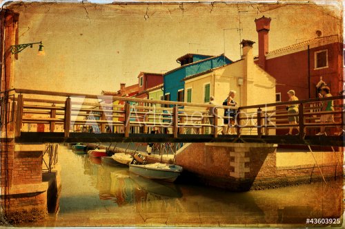 Burano, Venice - old paper - old card