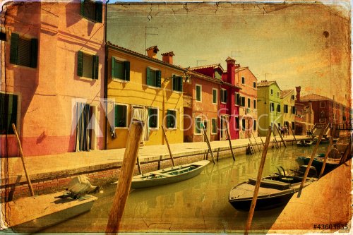 Burano, Venice - old paper - old card - 900572835