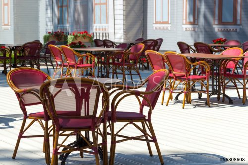 Cafe terrace with tables and chair - 901141738