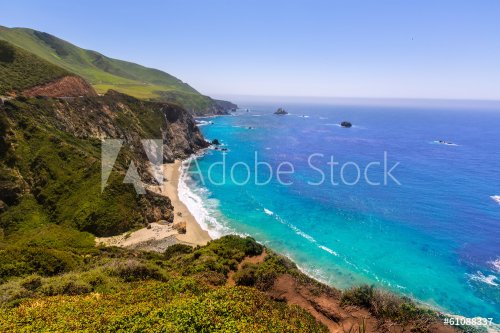 California  beach in Big Sur in Monterey County Route 1 - 901141259