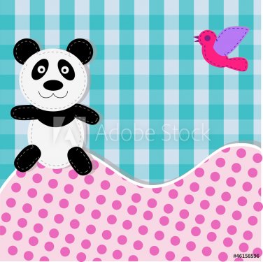 Card with panda and bird - 900954711