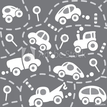 Cars on the road. Seamless pattern. - 901148690