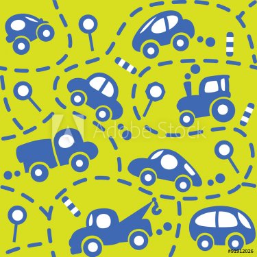 Cars on the road. Seamless pattern. - 901148691