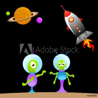 cartoon alien and space - 900498558