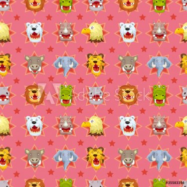 cartoon angry animal face seamless pattern - 900469558