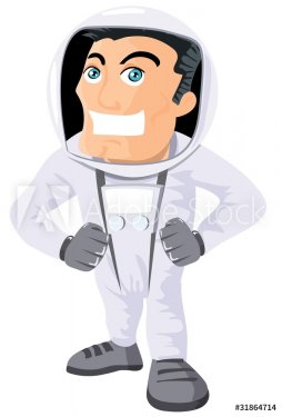 Cartoon astronaut in a space suit - 900462075