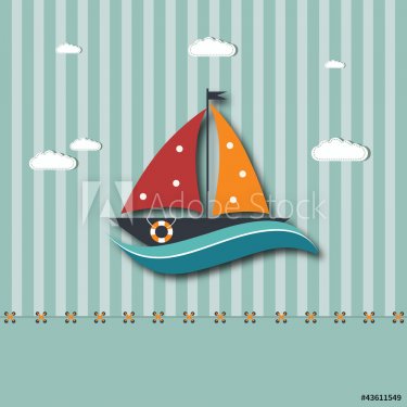 cartoon background with boat - EPS 10 - 900521624