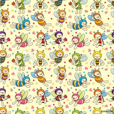 cartoon bee boy seamless pattern. - 900469470