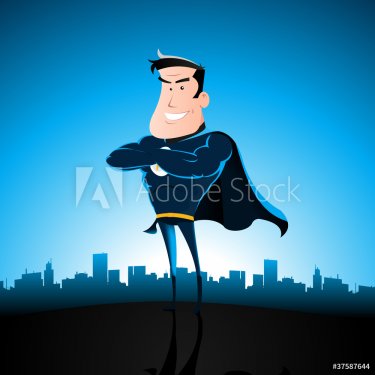 Cartoon Blue Superhero - 900574367