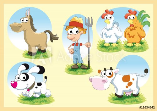 Cartoon Farm Family - 900455820