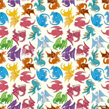 cartoon fire dragon seamless pattern. - 900469559