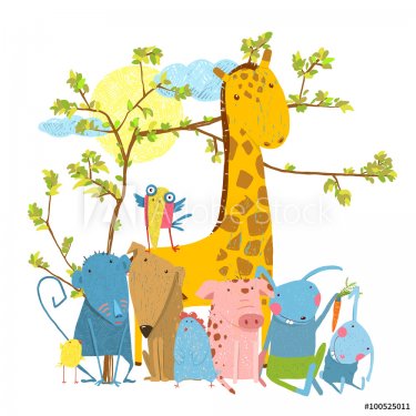 Cartoon Zoo Friends Animals Group - 901151775