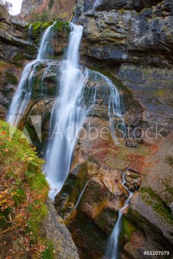 Cascada de la Cueva waterfall Ordesa valley Pyrenees Spain - 901141317