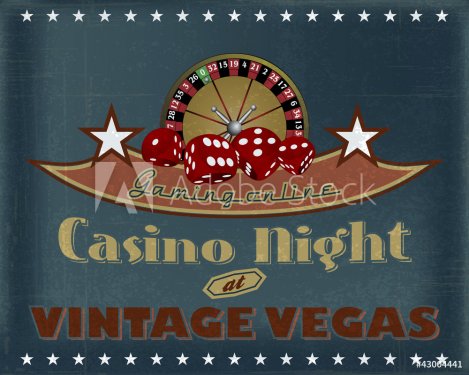 casino night vintage vegas gaming online poster - 900590460