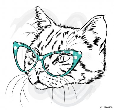 Cat in the glasses. Vector illustration.
