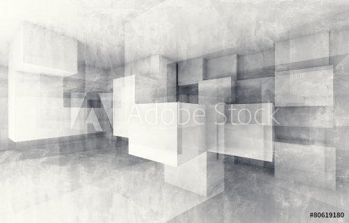 Chaotic cubes structure. 3d render with texture - 901151273
