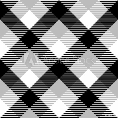 Checkered gingham fabric seamless pattern in black white grey - 901142079