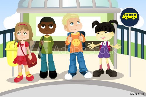 Children at bus stop - 901140570