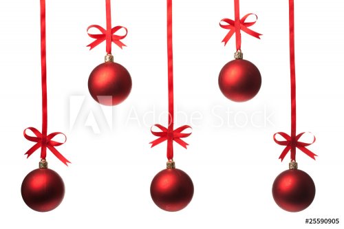 Christmas balls  with ribbons and bow