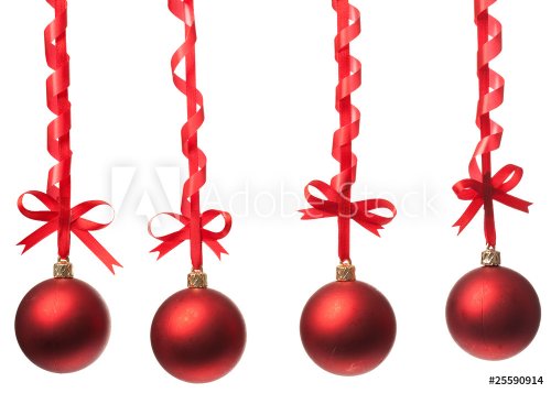 Christmas balls  with ribbons and bow