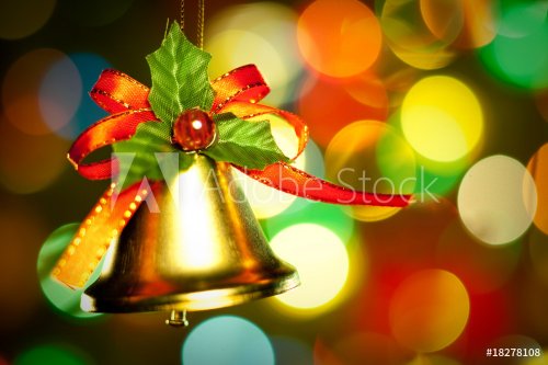 Christmas decoration with colorful lights close up