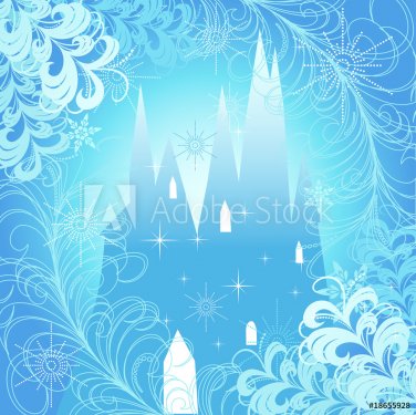 Christmas design with a castle. Vector illustration.