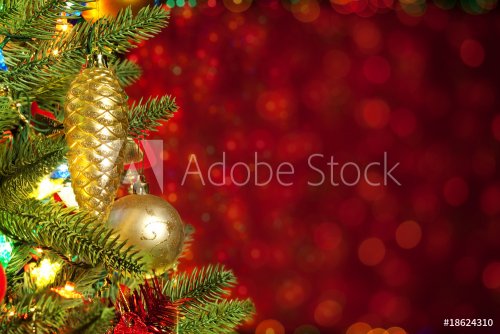 Christmas fir tree with colorful lights close up - 900636446
