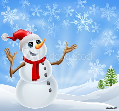 Christmas Snowman winter landscape - 900868408