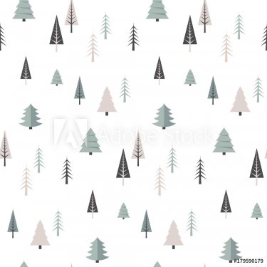 Christmas winter forest landscape . seamless pattern . Abstract Vector illust... - 901151866