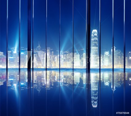 Cityscape Hong Kong City Night View Skyline Concept